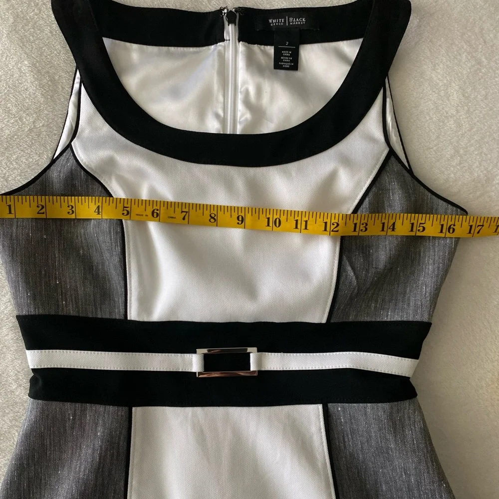 {WHBM} White Gray Black Colorblock Sheath Dress, size 2 - Picture 11 of 12